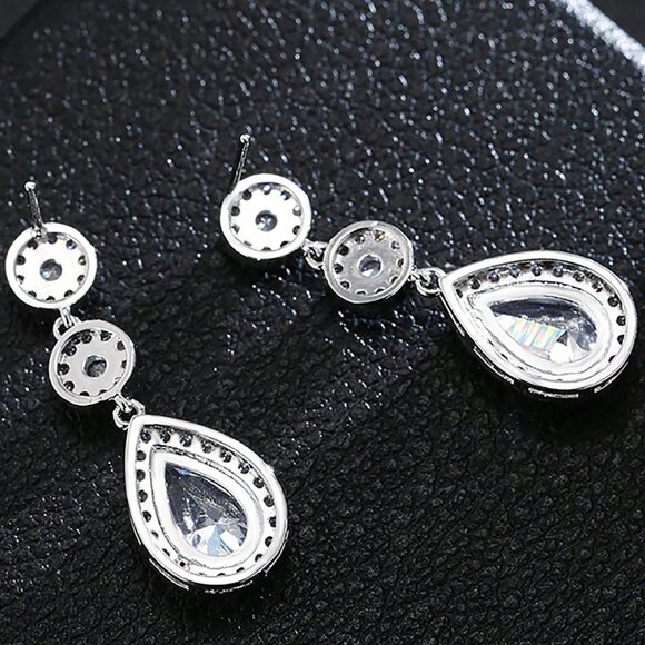 Silver Elegant Women's Water Drop Dangle Earrings - Picture 7 of 7